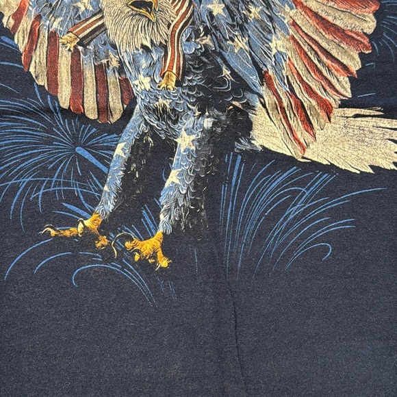 Vintage Short Sleeve Patriotic Graphic T-Shirt with Cat and Eagle - Picture 5 of 11